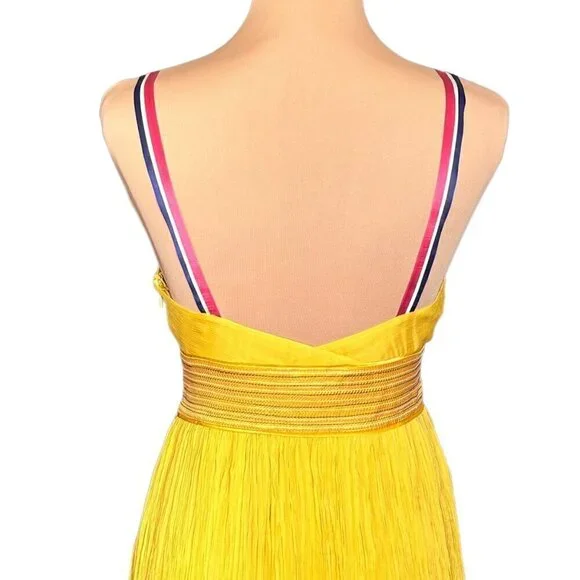 NWOT Catherine Malandrino Flowy Dress Sz.6 100% Silk Yellow Event Feminine - Picture 7 of 15